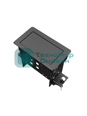 Прямоугольный металлический корпус Wize Pro WRTS-04BOX-B для модульной системы врезного лючка в стол с убирающейся крышкой для установки до 4 модулей-вставок, преустановленная рамка, черный