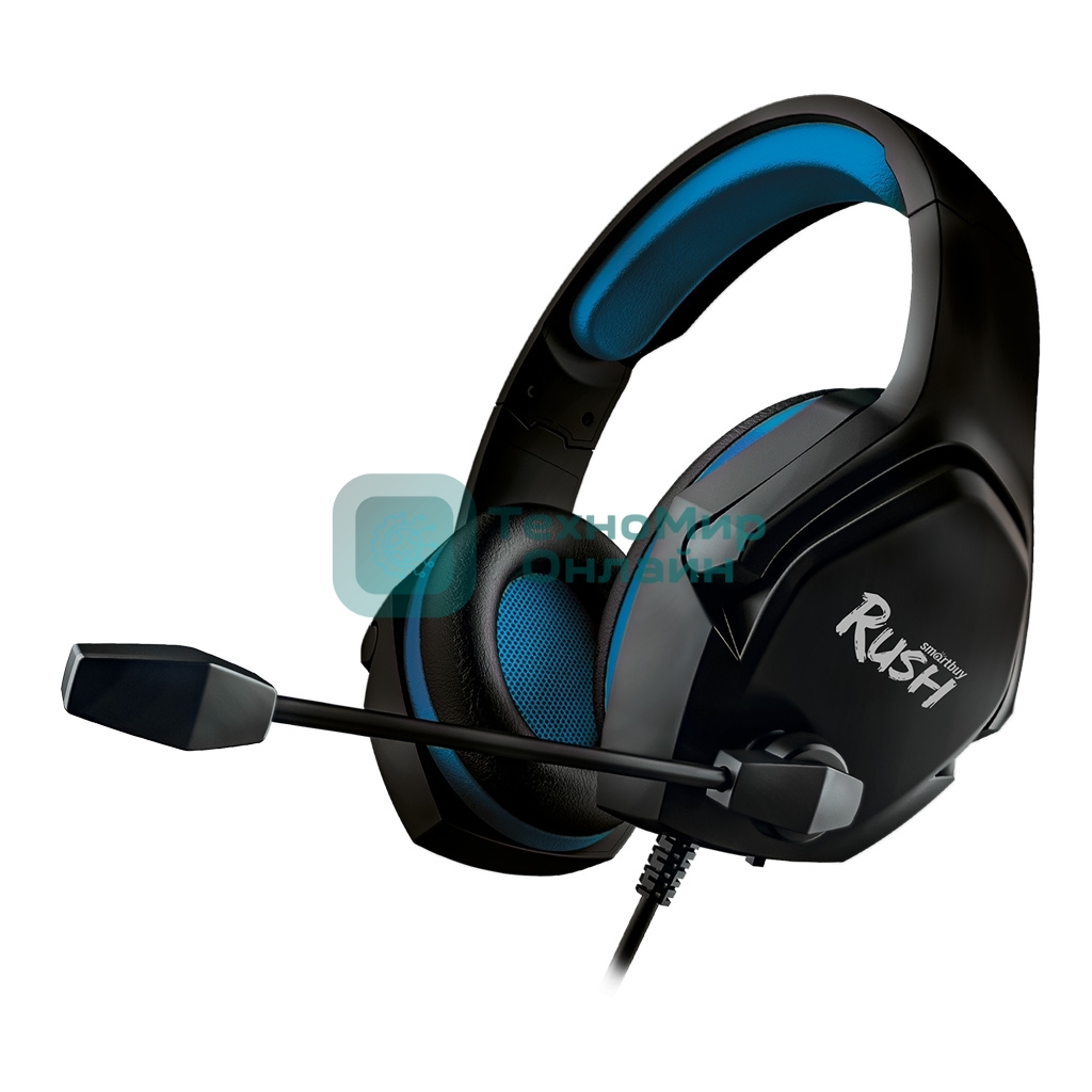 Гарнитура SmartBuy Rush Aspid чёрный-синий, проводная, 3.5 мм