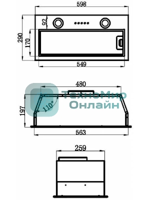 Вытяжка встраиваемая Maunfeld THAMES 601PM нержавеющая сталь, 60 см, 850 куб. м/ч, 44 дБ