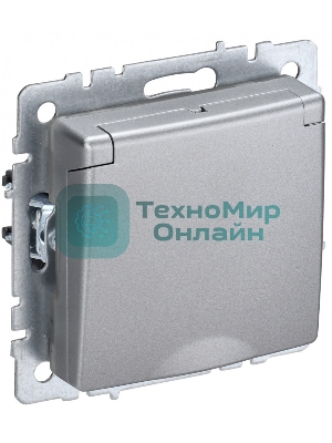 Розетка 1-местная IEK BRITE РСбш10-3-44-БрА с заземлением, с защитными шторками и крышкой, 16А, IP44, алюминий