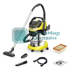 Строительный пылесос Karcher WD 6 P S V-30/8/35/T (YSY) желтый, 300/1300 Вт, уборка сухая/сбор воды, пылесборник мешок/контейнер, 30 л