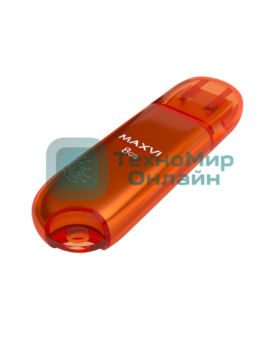 Флешка USB Maxvi P1 orange (FD8GBUSB20C10P1), 8GB, USB 2.0, R/W 15/5, оранжевый