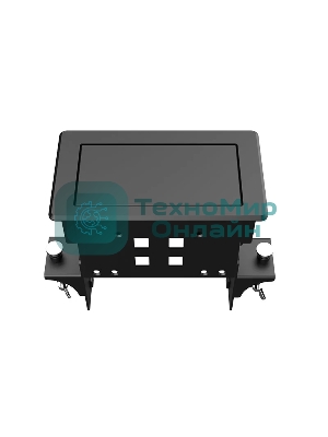 Прямоугольный металлический корпус Wize Pro WRTS-04BOX-B для модульной системы врезного лючка в стол с убирающейся крышкой для установки до 4 модулей-вставок, преустановленная рамка, черный