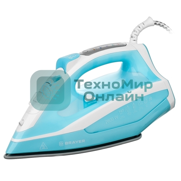 Паровой утюг 4000BR BRAYER 2600 Вт, керамич. автооткл.,Пар 140 г/м LED, и, антикапля, cпрей.