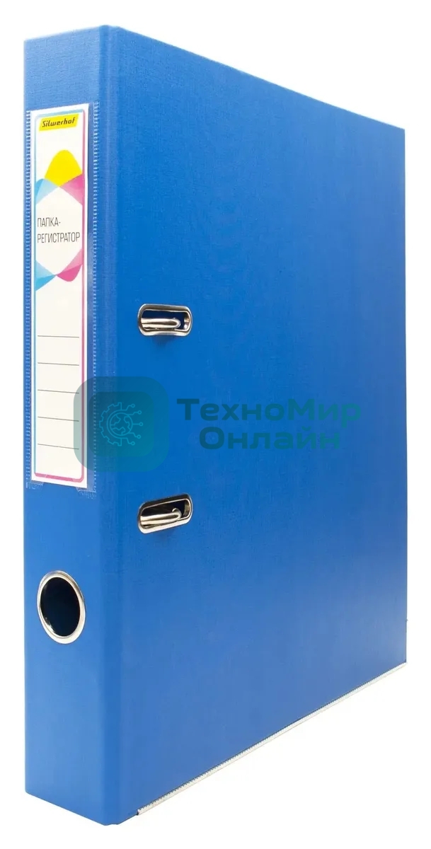 Папка-регистратор Silwerhof 1890085 A4 50мм, двусторонний ПВХ, синий, металлическая окантовка, сборная, сменный карман на корешке