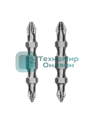 Набор бит двухстор. Gross PH2-PH1х45мм, PZ2-PZ1х45мм, сталь S2, 2 шт.