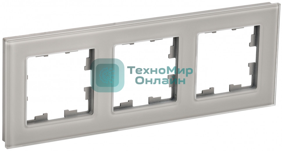 Рамка 3-местная IEK BRITE РУ-3-2-БрД стекло дымчатый