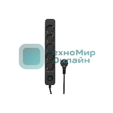 Сетевой фильтр Гарнизон 2.0 EPS-5-B-2, 5 р, 10А, 2 м, ур.защиты 2+, черный, пакет