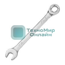 Ключ комбинированный трещоточный Denzel 19 мм, CrV, матовый хром