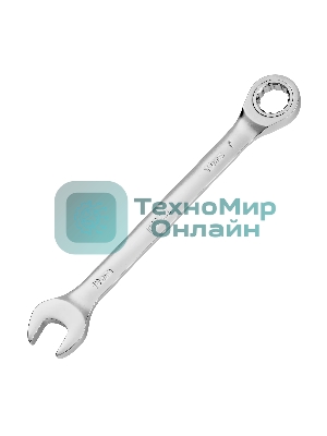 Ключ комбинированный трещоточный Denzel 19 мм, CrV, матовый хром