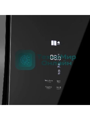 Холодильник Maunfeld MFF181NFB черный глянцевый, трехкамерный, 333/164л, морозилка сбоку, No Frost, Side by Side