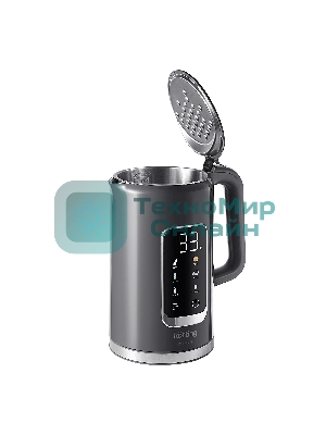 Чайник электрический Korting Чайник электрический Korting, объем 1.7 л, электронное управление, цифровой дисплей, 5 температурных режимов, автоотключение, серый