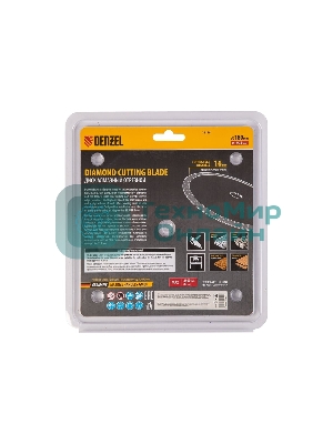 Диск алмазный сплошной Denzel супертонкий, 180 х 25,4 мм, горячее прессование, мокрое резание