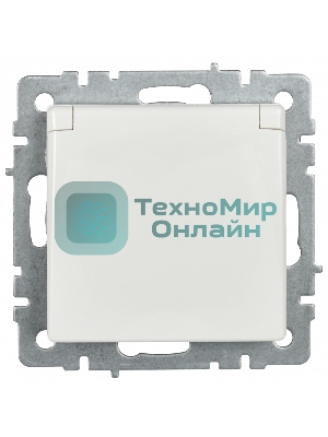 Розетка 1-местная IEK BRITE РСбш10-3-БрБ (BR-R16-16-K01) с заземлением, с защитными шторками и крышкой, 16А, IP20, белый