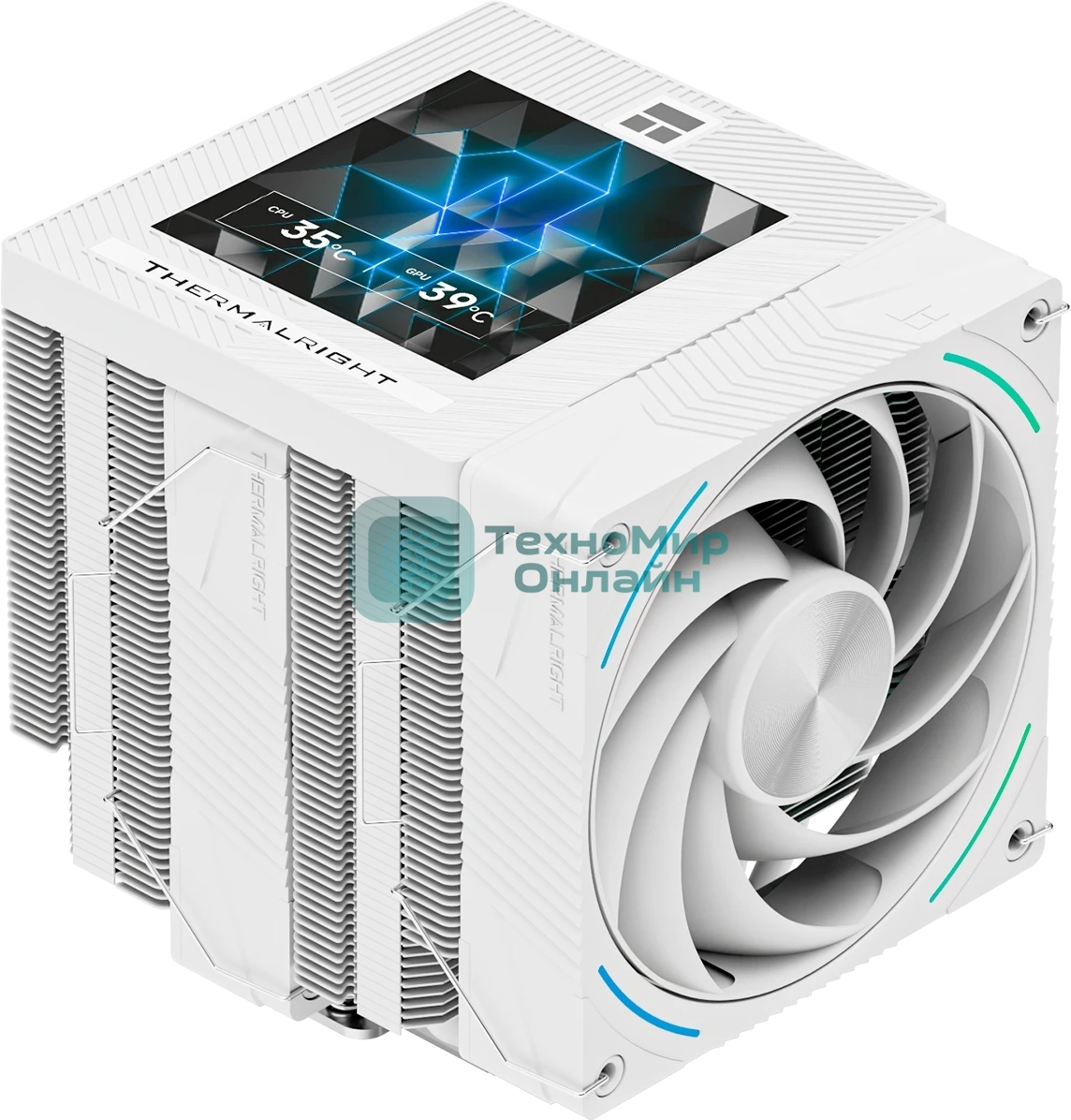 Кулер для процессора Thermalright Phantom Spirit 120 Vision SNOW (4-pin PWM, LED, 160mm, Ni/CU, 7x6mm, ARGB, 2x120mm, 92CFM, 36dBA, 2150RPM, S: 1851, 1700, 1200, 115X, AM5, AM4, white)