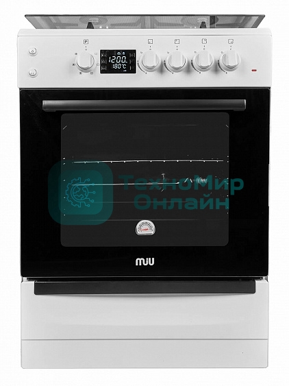 Плита комбинированная MIU 6040 ЕRPDCHK белый, конфорок 4 шт газовых, духовка 65 л, 60 см x 85 см x 60 см
