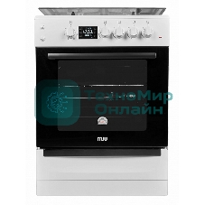 Плита комбинированная MIU 6040 ЕRPDCHK белый, конфорок 4 шт газовых, духовка 65 л, 60 см x 85 см x 60 см