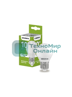 Лампа светодиодная GENERICA LL-G45-10-230-40-E27-G G45 10 Вт шар 4000К E27 230В