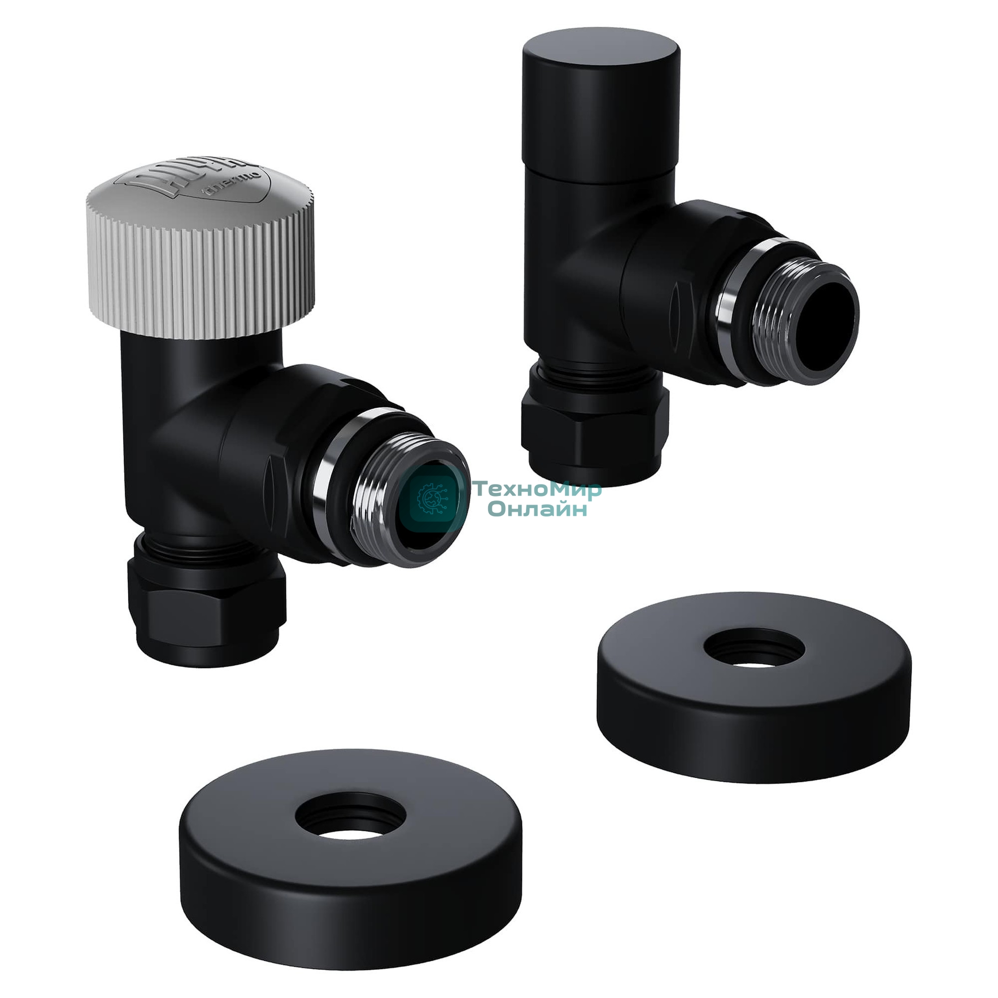 Набор термостатический угловой Royal Thermo Design Pro 15мм М30х1,5 черный