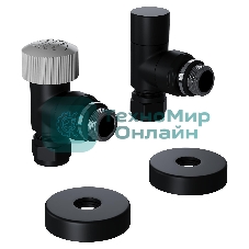 Набор термостатический угловой Royal Thermo Design Pro 15мм М30х1,5 черный