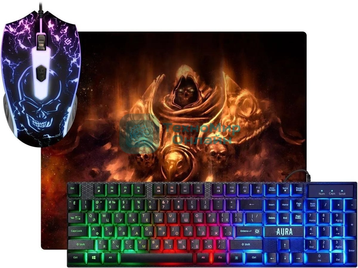 Комплект клавиатура+мышь Defender Aura MKP-117 проводной, USB, 2400 DPI, черный