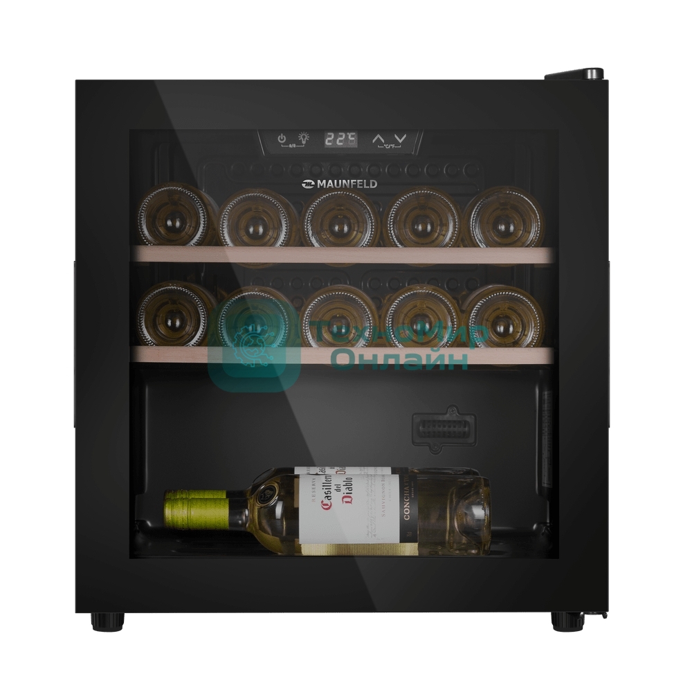 Винный шкаф Maunfeld MFWC-40S14 черный, 40 л, 1 отсек, 14 бут., класс G