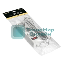 Удлинитель ExeGate EC-3-1.8W (EX279346RU), белый, 1,8 м, евровилка с заземлением, 3 евророзетки с заземлением, 2200 Вт