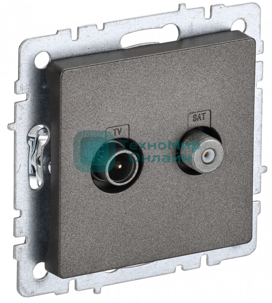 Розетка телевизионная двойная TV+SAT IEK BRITE РТВ/РСп12-БрТБ темная бронза