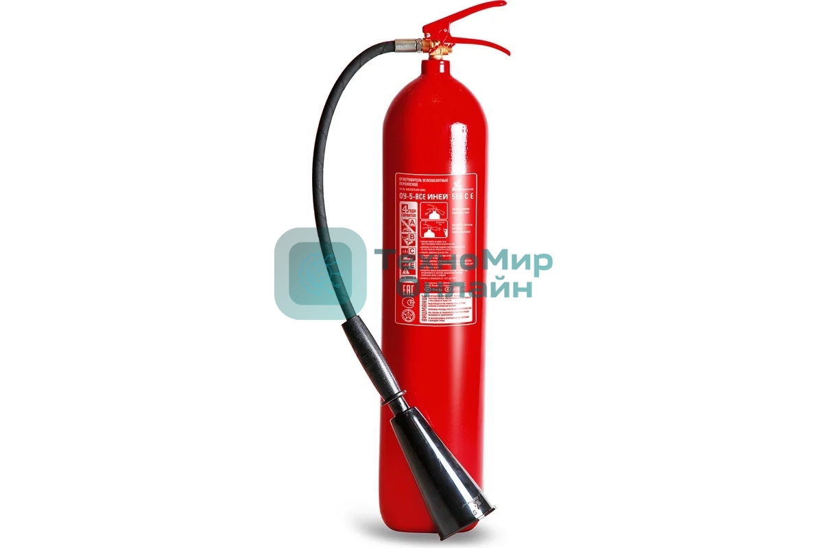 Огнетушитель углекислотный Пожтехника Центр ОУ-5-ВСЕ ИНЕЙ (55В, С,Е, до 10 000V) баллон по ГОСТ 949