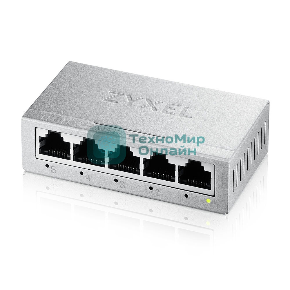 Коммутатор Zyxel GS-105B v5, 5 портов 1000 Мбит/с, настольный, металлический корпус