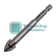 Сверло по керамической плитке Denzel 12 мм, крестовая пластина, 6-гр. хвостовик
