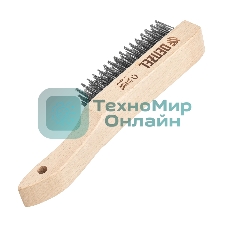 Щетка зачистная Denzel 6-и рядная, прямая проволока из нержавеющей стали с деревянной ручкой, EFP