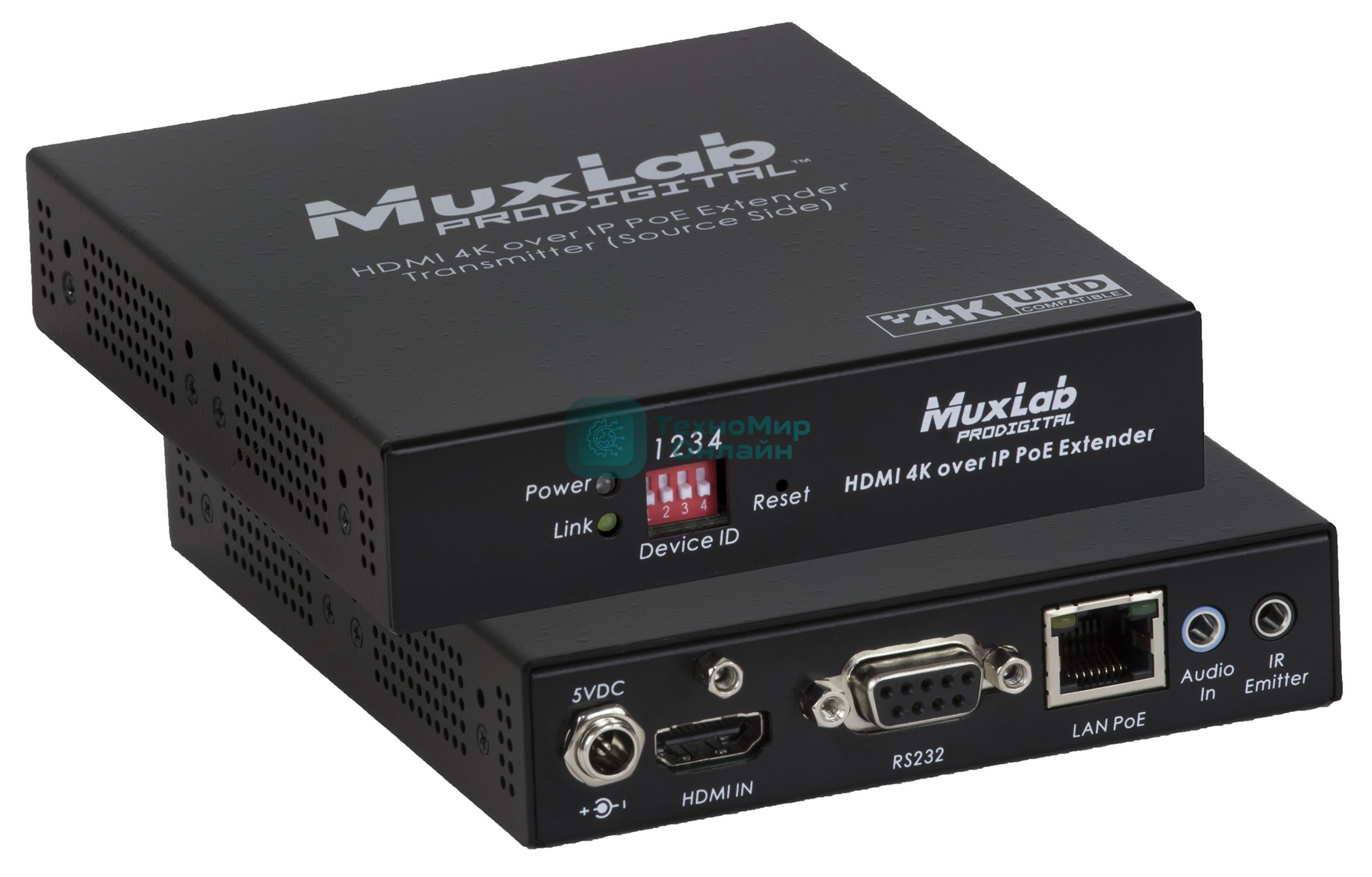 Передатчик-энкодер MuxLab 500759-TX 4K Over IP, сжатие JPEG2000, с PoE, с функцией видеостены