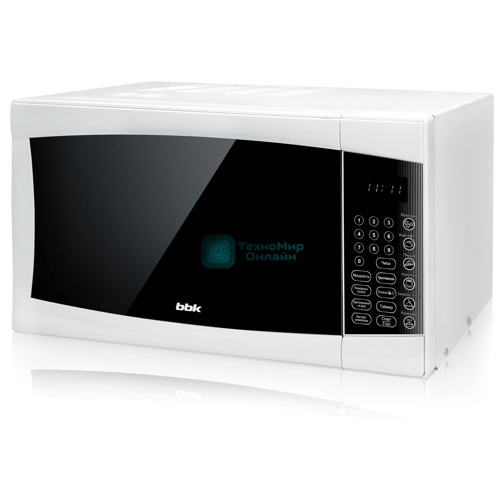 Микроволновая печь BBK 23MWS-915S/W белый, 23 л, 900 Вт, переключатели - сенсор