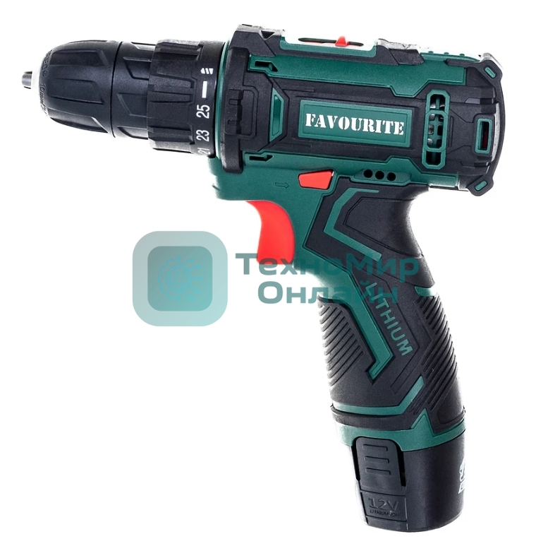 Дрель-шуруповёрт FAVOURITE DC 1202 PROMO, 12 В, 2 Ач, 25 Нм, щеточный