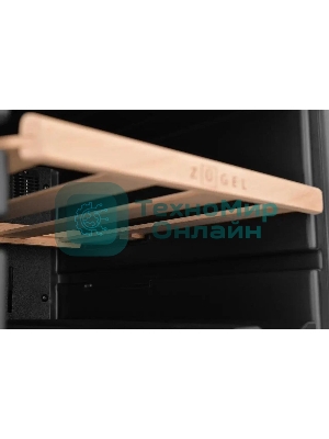 Винный шкаф ZÜGEL ZCWF184DB черный, 50 л, 2 отсека, 18 бут.