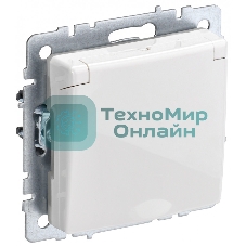 Розетка 1-местная IEK BRITE РСбш10-3-БрБ (BR-R16-16-K01) с заземлением, с защитными шторками и крышкой, 16А, IP20, белый