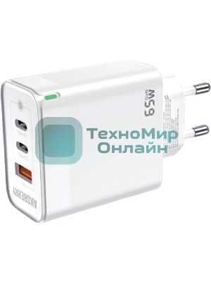 Зарядное устройство Aksberry T50 USBC+USBC+ USBA QC3.0 65w (белый)