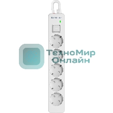 Удлинитель с сетевым фильтром Defender DFS 131, белый, 5 розеток, 1.5 м.