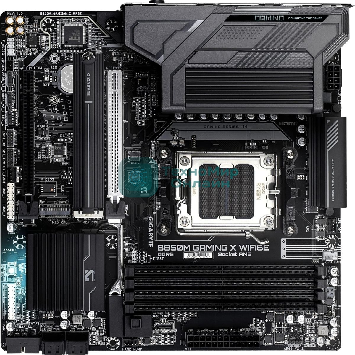 Материнская плата Gigabyte B850M GAMING X WIFI6E/WF6E, Socket AM5, AMD B850, 4xDDR5, 4xSATA, 2xM.2, 1xPCI-E 5.0 x16, 1xPCI-E 3.0 x4, 1xHDMI, 2xDP, 1x 2.5Gb LAN, 1xUSB-C 3.2 Gen 2, 1xUSB-A 3.2 Gen 2, 2xUSB-A 3.2 Gen 1, 4xUSB-A 2.0, 3x3.5 мм, 7.1, Micro-ATX