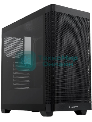 Компьютерный корпус без блока питания Case HSPD M740, Mesh Mid Tower, черный, TG, 0.6 SPCC, no fans, E-ATX, ATX, mATX, mITX, 170/400/200мм, 4x2.5