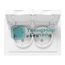 Розетка 2-м EKF UP1-SOW-211-44 СП Эпика 16А IP44 с заземл. защ. шторки с рамкой с крышками механизм бел.