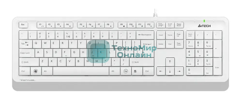 Клавиатура проводная A4Tech Fstyler FK10, USB, белый/серый