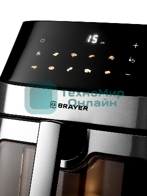 Аэрогриль Brayer 2044BR черный, 2200 Вт, 8 л, сенсор, 10 программ