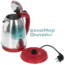 Чайник электрический ВАСИЛИСА ВА-1021 нерж. красный: 1500 Вт, 1.8 л (12)