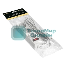 Удлинитель ExeGate EC-3-3W (EX279354RUS), белый, 3 м, евровилка с заземлением, 3 евророзетки с заземлением, 2200 Вт