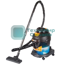 Строительный пылесос Bort BSS-1415-Aqua черный/синий, 200/1400 Вт, уборка сухая/влажная, пылесборник мешок/контейнер, 15 л