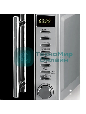 Микроволновая печь BBK 20MWS-721T/BS-M серебристый, 20 л, 700 Вт, переключатели - кнопки, поворотный механизм