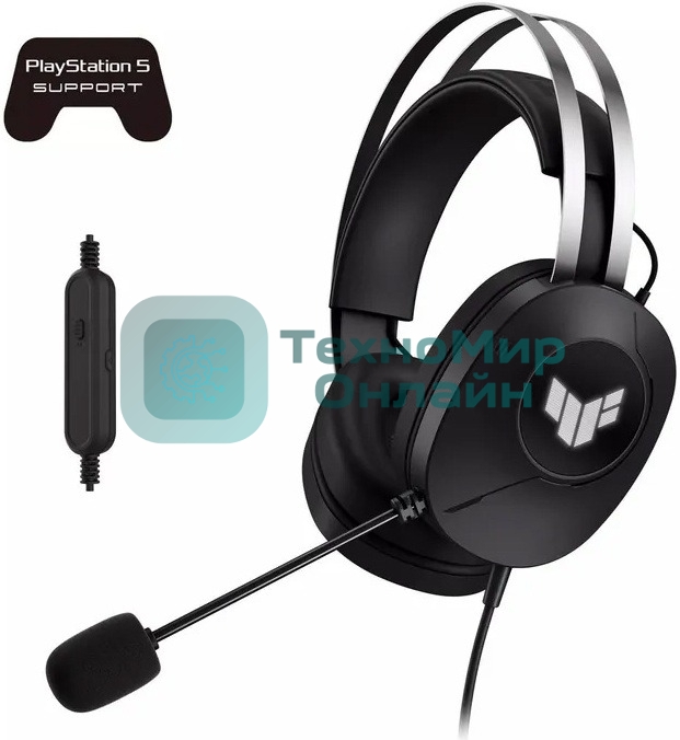 Гарнитура ASUS TUF Gaming H1 Gen II чёрный, проводная, USB, подсветка, совместимость с PS5