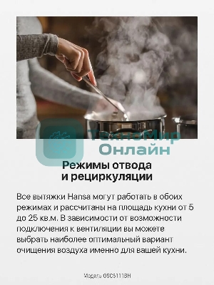 Вытяжка козырьковая Hansa OSC6111BH коричневый, 60 см, 200 куб. м/ч, 52 дБ